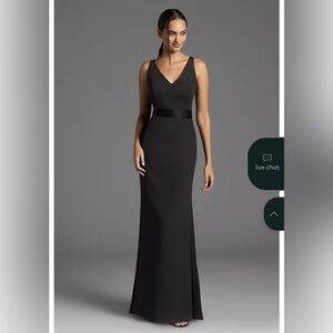 White by Vera Wang V-Neck Crepe Dress in Black, sz 2